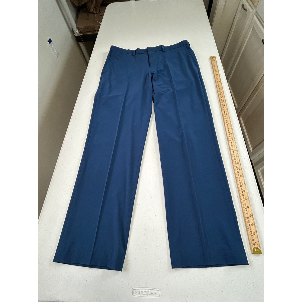 Lands End Mens Blue‎ Dress Pants Size 36 Straight Leg Flat Front Casual Office